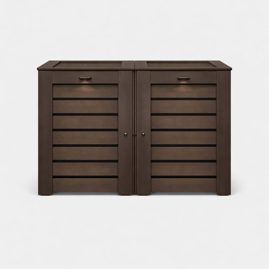 Double trash can enclosure front view